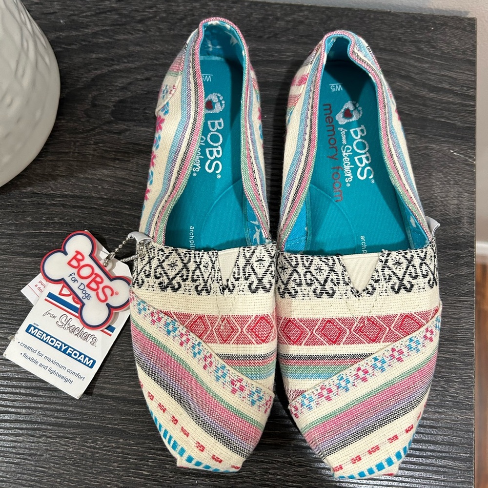 🔆SKECHERS BOBS Memory Foam Aztec Flats size 5! NEW with Tags - Picture 9 of 10